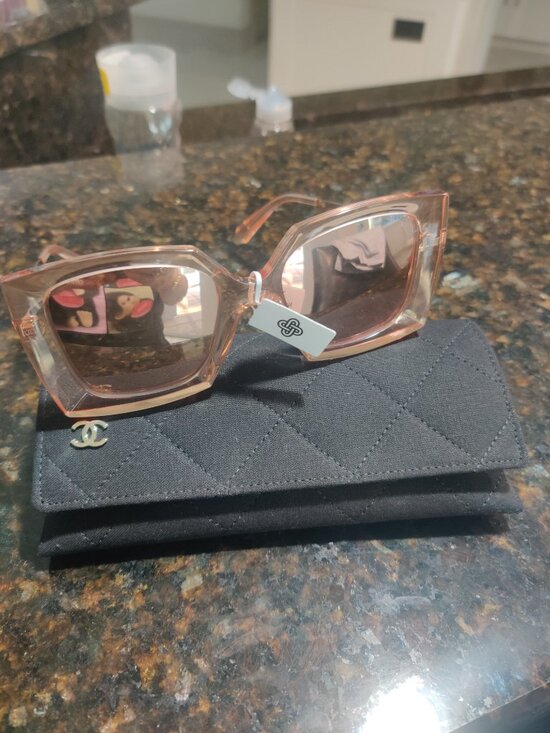 Chanel 18K Pink Gold Mirror Square Sunglasses 6051 Rose new main image 2